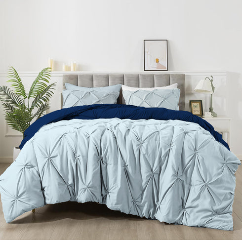 The White Moss Rosalie Reversible Pinch Pleat comforter with 2 pillow covers